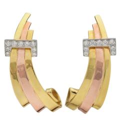 Raymond Yard Retro Diamond Two Color Gold Platinum Earclips Raymond Yard Retro Diamond Two Color Gold Platinum Earclips