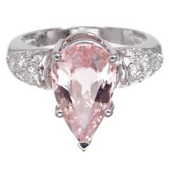 Retro Pink Sapphire Diamond Platinum Engagement Ring