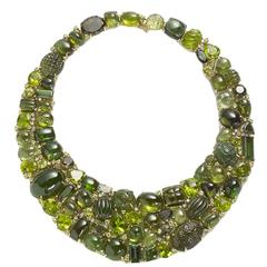Tourmaline Peridot Diamond Gold Necklace 6