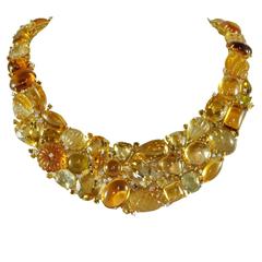 Citrine Tourmaline Diamond Gold Necklace