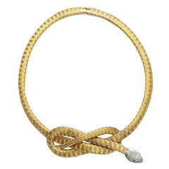 Antique Ruby Diamond Gold Snake Necklace