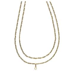 Gold Long Chain Twist Link Necklace