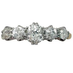 1.33 Ct Diamond and 18 k Yellow Gold Five Stone Ring - Antique Circa 1915 6