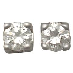 0.25 Ct Diamond and 18 k White Gold Stud Earrings - Vintage Circa 1990 11