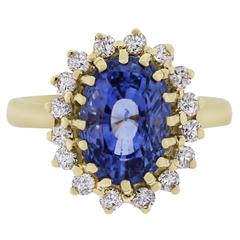 5.82 Carat GIA Cert Natural Unheated Ceylon Sapphire Gold Ring