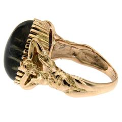 Unique Iolite Gold Sculptural Man Body Dome Ring
