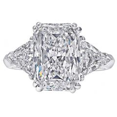 5.08 Carat Radiant-Cut Three Stone Engagement Ring