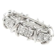 Tiffany & Co. Bague à anneau en X en platine avec diamant Schlumberger