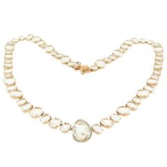 Brumani Rose Quartz Diamond Gold Looping Shine Necklace