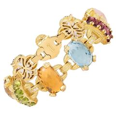 Judith Ripka Ambrosia Multi-Colored Gemstones Diamond Gold Bracelet