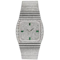Vintage Patek Philippe Ladies White Gold Diamond Cushion-Shaped Bracelet Wristwatch 