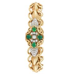 Patek Philippe for Serpico Y Laino Ladies Yellow Gold Diamond Emerald Wristwatch