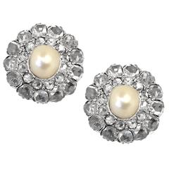 Victorian Natural Pearl 4 Carat Rose-Cut Diamond Cluster Earrings 6