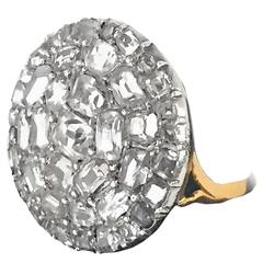 Spectacular 8 Carats Old Mine-Cut Diamonds Silver Gold Ring