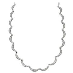 Divine Platinum Baguette Scalloped Necklace 11