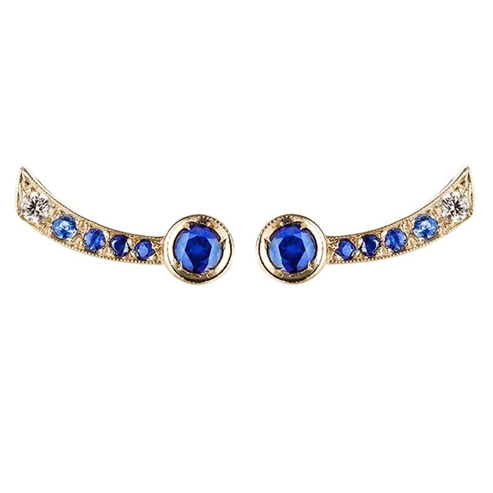 Sabine Getty Blue Sapphire Diamond Harlequin Earrings For Sale
