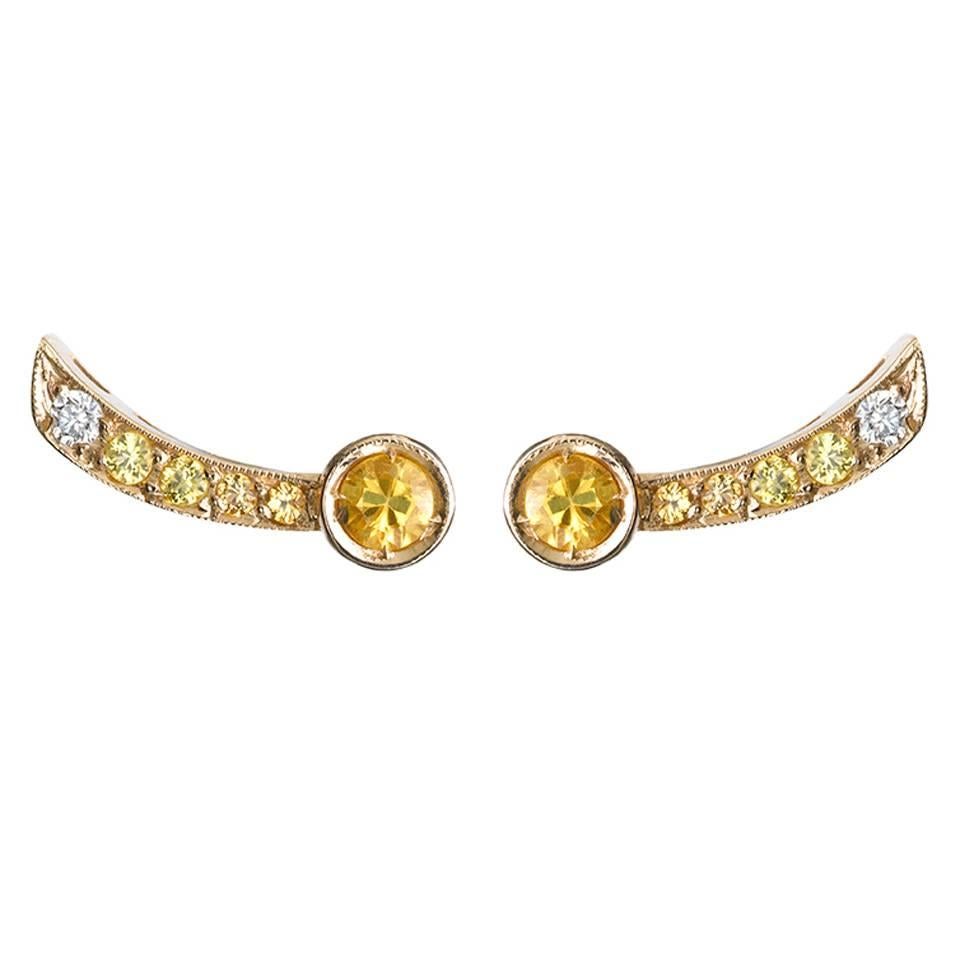 Sabine Getty Yellow Sapphire Diamond Harlequin Earrings For Sale