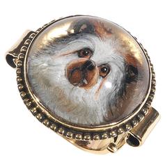 Victorian Essex Crystal Reverse Intaglio Gold Dog Ring 12