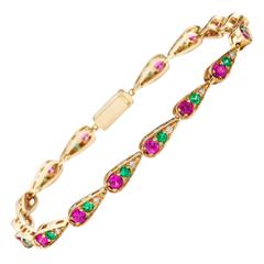Sabine Getty Pink Sapphire Emerald Diamond Tennis Bracelet 