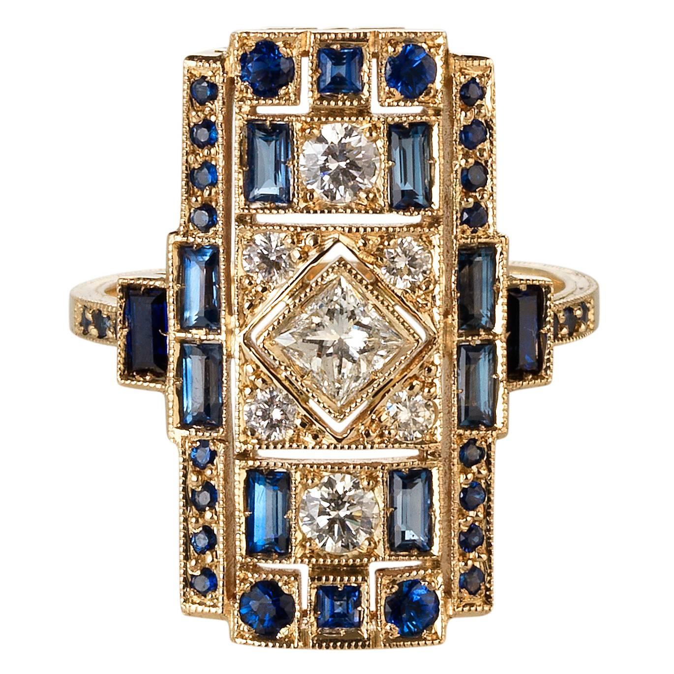 Sabine Getty Harlequin Sapphire Diamond Ring For Sale