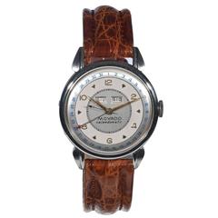 Vintage Movado Stainless Steel Calendomatic Triple Calendar Automatic Wristwatch