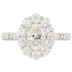 .90 Carat Oval Diamond Gold Halo Ring