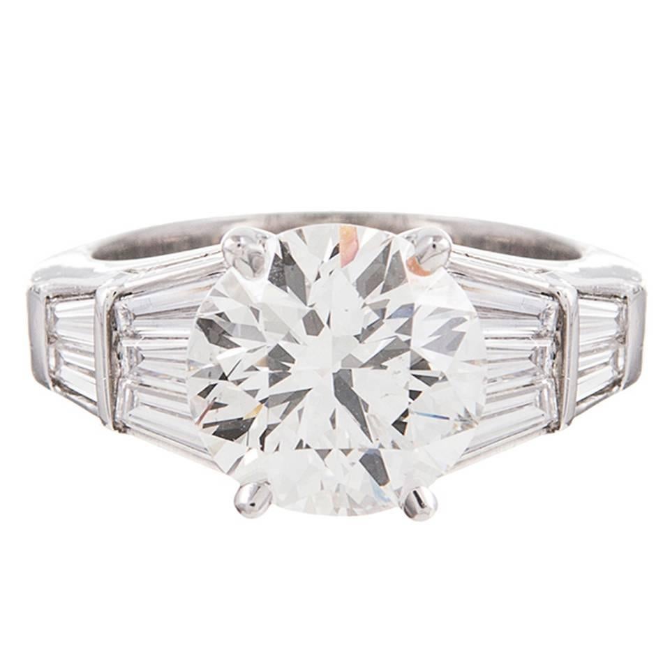 3.01 Carats Diamonds Platinum Solitaire Ring