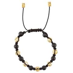 Ortho Onyx Diamond Gold Bead Bracelet 11