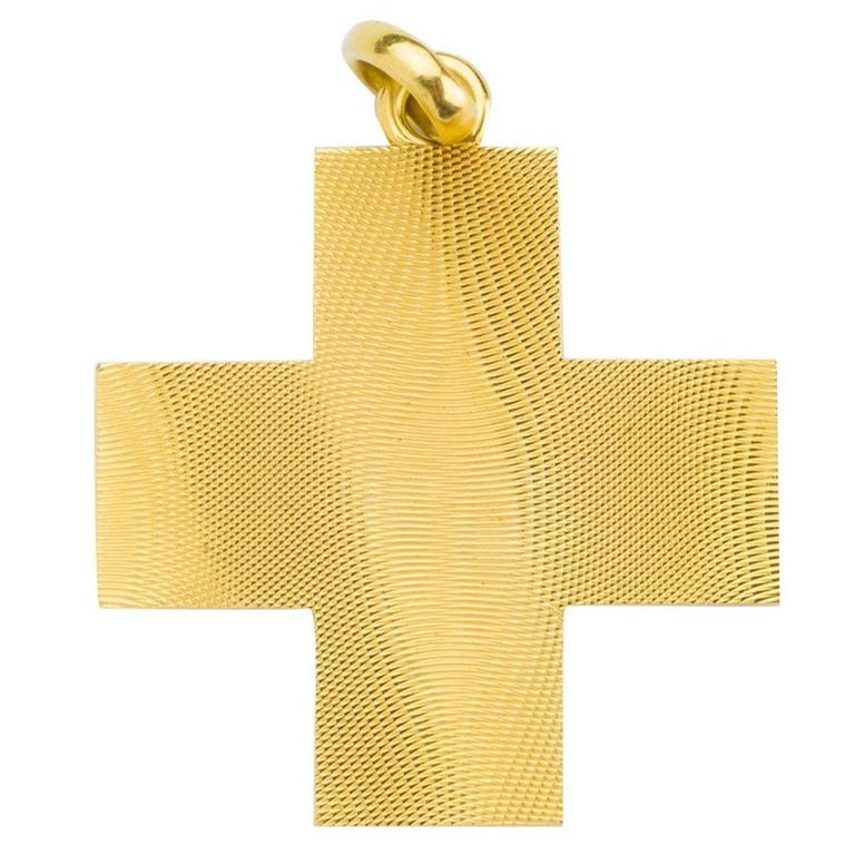 Bulgari Gold Greek Cross Pendant at 1stDibs