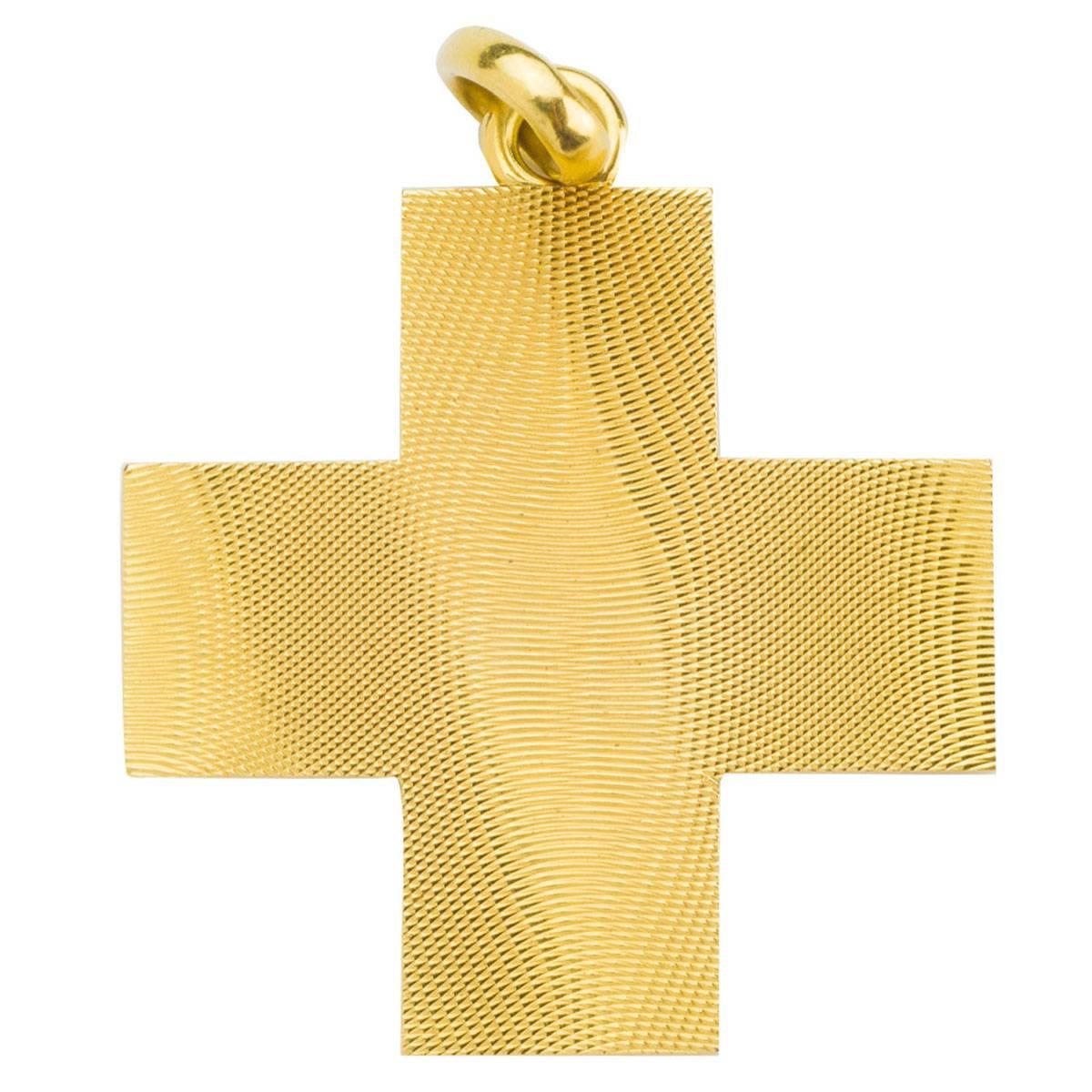 Bulgari Gold Greek Cross Pendant