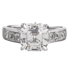 3.16 Carat Asscher Cut Diamond Platinum Ring 11