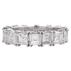 Vintage 7.50 Carats Asscher Cut Diamonds Platinum Eternity Band Ring