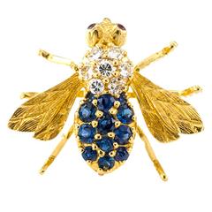 Vintage Rosenthal Sapphire Ruby Diamond Bee Pin