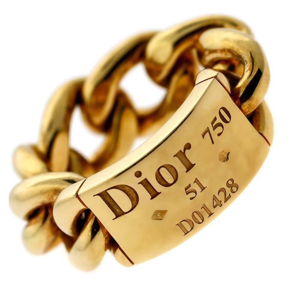 Dior Gold Chain Gourmette Link Ring For Sale at 1stdibs