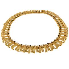 1980s Tiffany & Co. Sapphire Diamond Gold Necklace