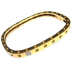Roberto Coin Pois Moi Diamond Gold Hinged Bangle Bracelet