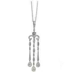 Tiffany & Co. Diamond Platinum Drop Scroll Pendant 