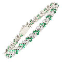 Colombian Emerald Diamond Platinum Bracelet