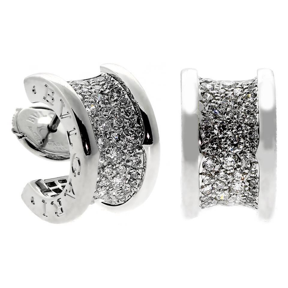 Bulgari Pave Diamond Gold B.Zero1 Earrings