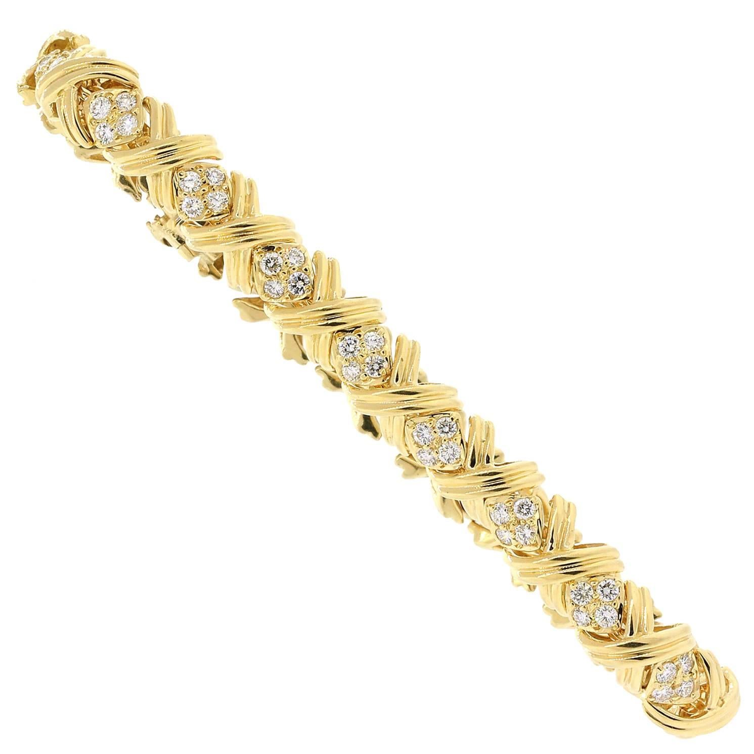 Tiffany & Co. Signature X Diamond Gold Bracelet
