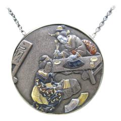 Victorian Japanese Shakudo Necklace in Silver