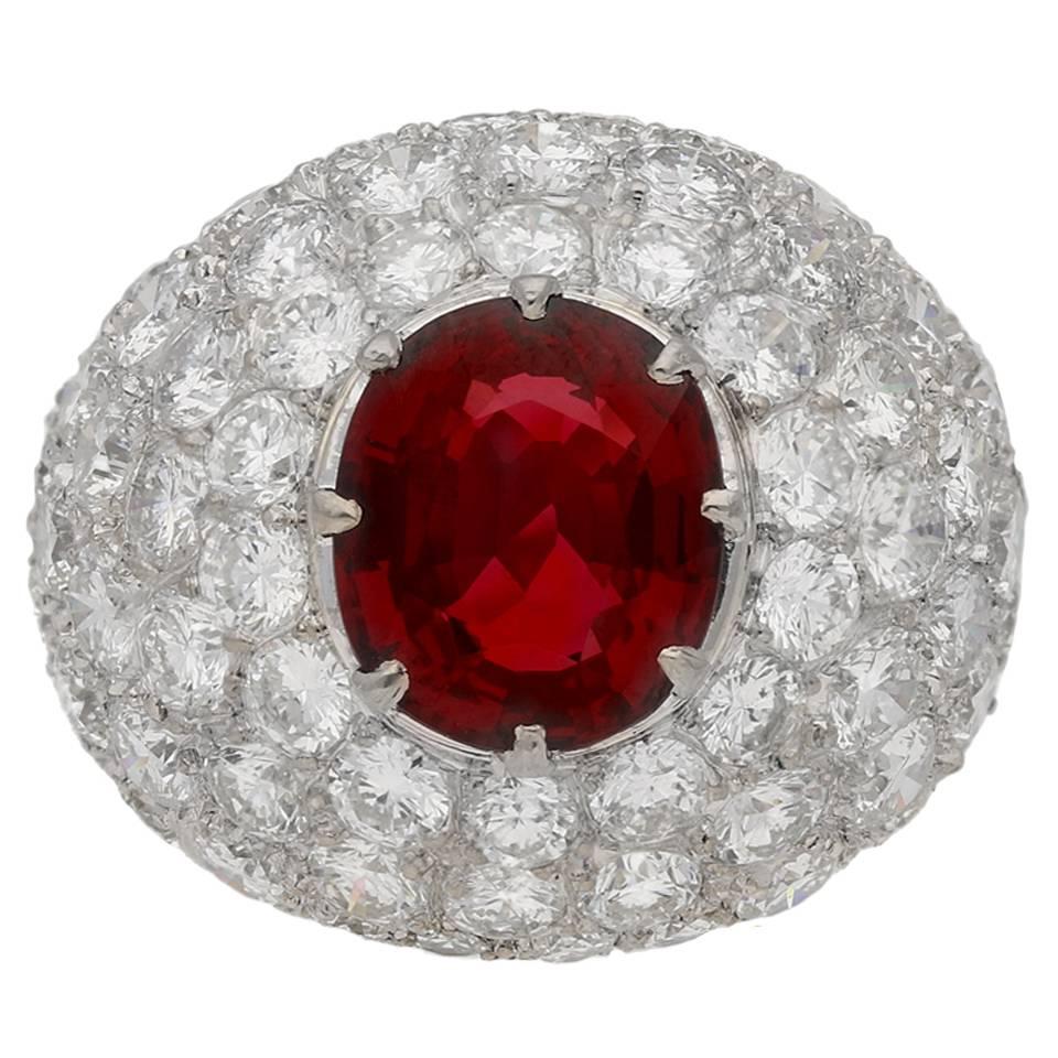 Vintage-Ring aus Spinell und Diamant, um 1960 im Angebot