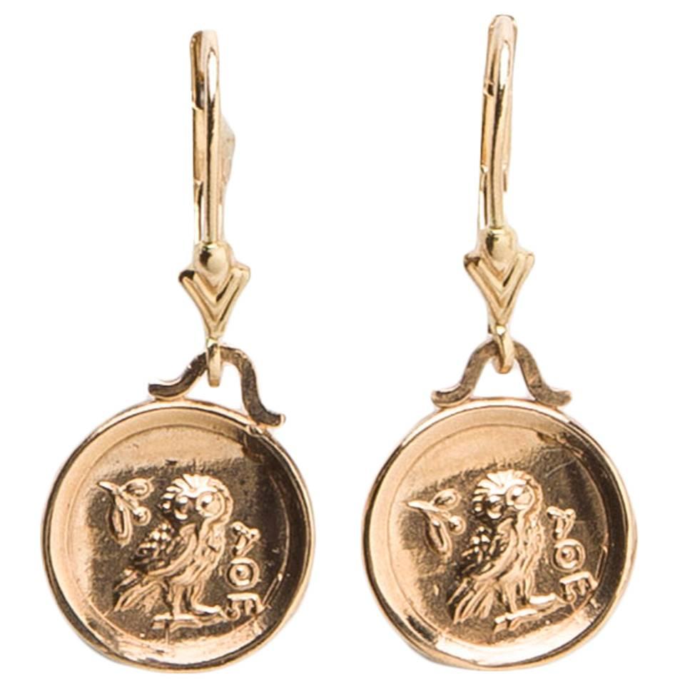 Gold "Owl  of Athena" Earrings 