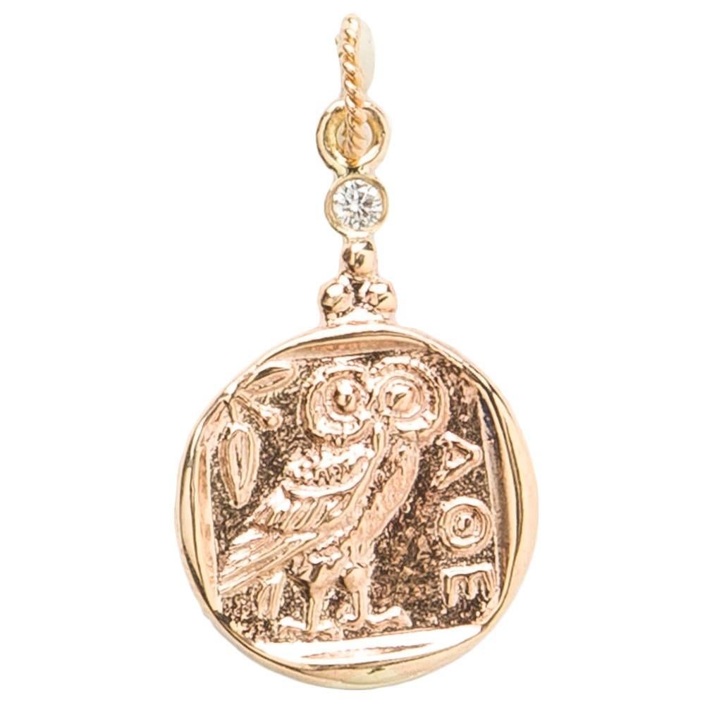 Diamond Gold "Owl of Athena" Pendant