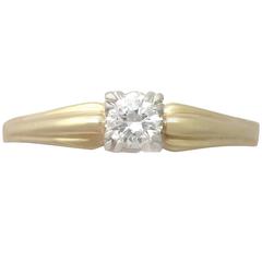 0.28Ct Diamond and 14k Yellow Gold Solitaire Ring - Vintage Circa 1990 11