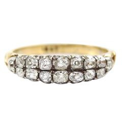 1900s Two Row Old Cut Diamond Gold Ring 1900s Two Row Old Cut Diamond Gold Ring