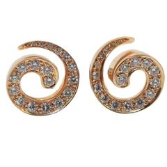 Io Si Magnificent 2.20 Carats Diamonds Gold Spiral Earrings