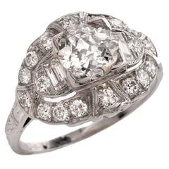 Vintage Diamond Platinum Filigree Engagement Ring