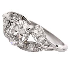 Vintage Diamond Platinum Filigree Engagement Ring