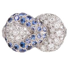 Tiffany & Co. Sapphire Diamond Platinum Knot Ring